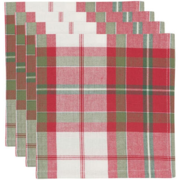 Now Designs Kitchen Napkin Set/4 Garland Plaid NWT - Picture 2 of 2